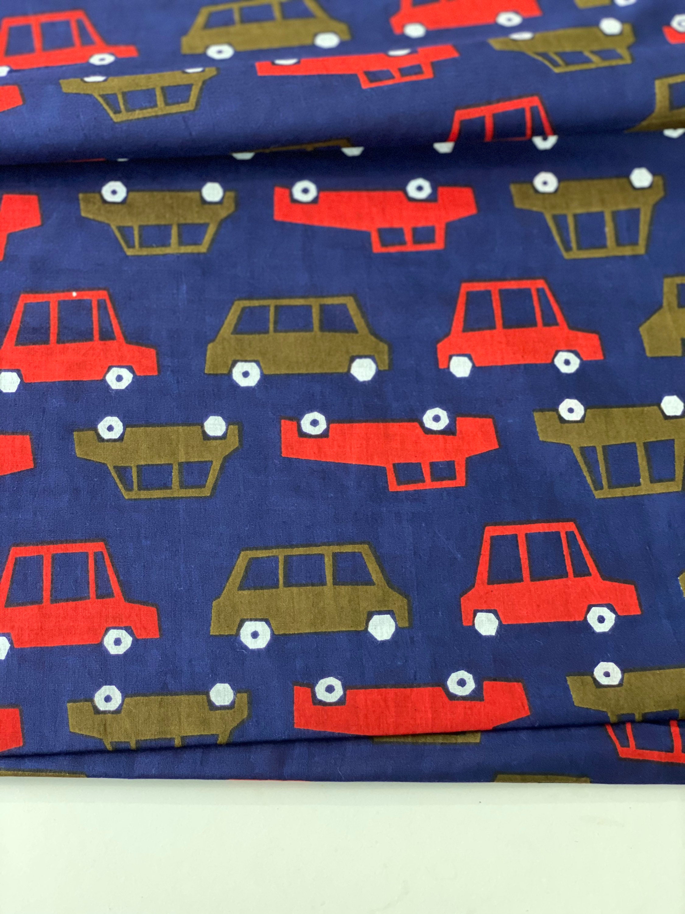 Car Print Fabric Block Print Fabric 4 Yard Remnant Bolt Etsy