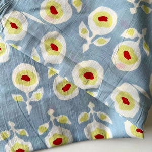 Hand Block Printed Fabric, Indian Fabric, 6 yard cut , Lime green and Gray floral block print Indian Cotton, sewing and Quilting cotton