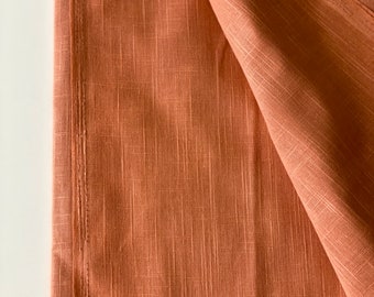 Pastel Burnt Orange Indian Cotton Flax Linen Texture , Solid Colored Fabric by the Yard, Dressmaking fabric, Home Linen and Fashion Fabric