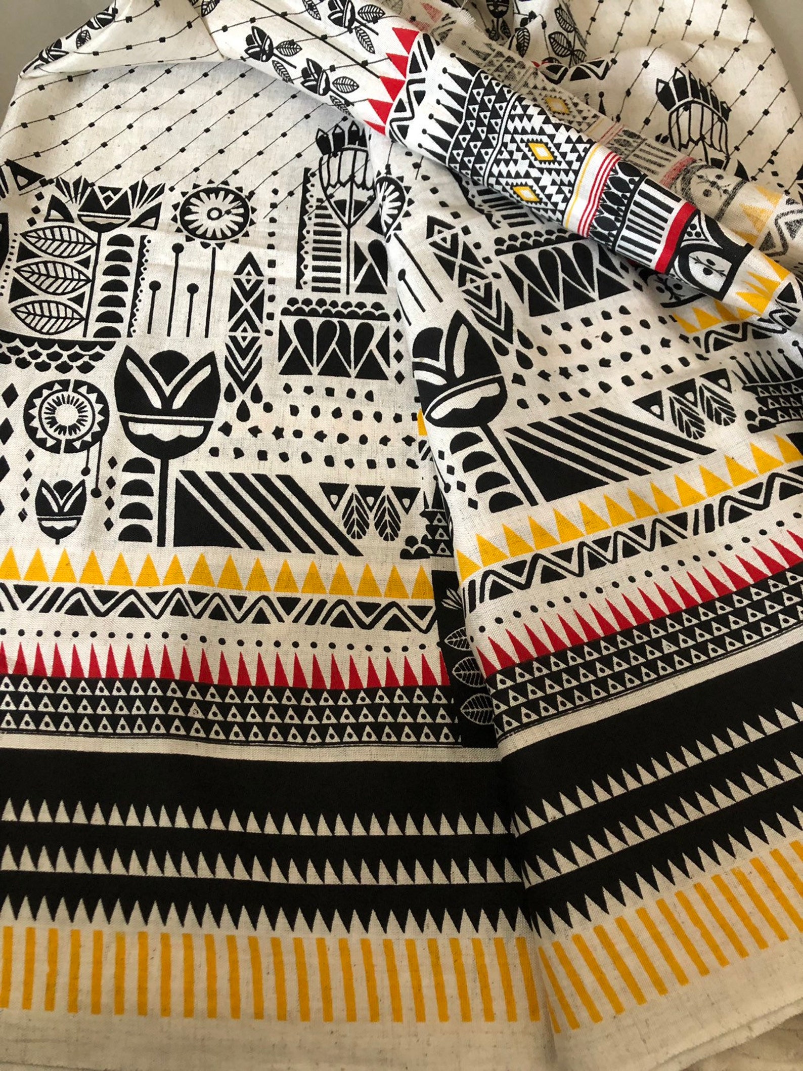Aztec print fabric 23 inch cut Viscose Rayon flax fabric | Etsy