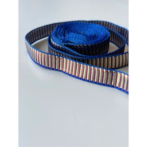 Rifinitura blu dorato, rifinitura indiana festiva, filo dorato e lurex, rifinitura alla moda boho, abbellimento del bordo del sari, rifinitura del nastro, 1 cm, tagliato su misura,