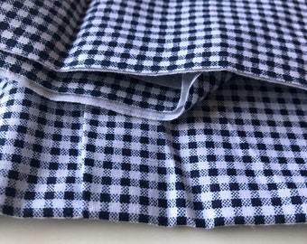 Gingham check, gingham fabric, black and white gingham, By the Yard, indian cotton, indian fabric, printed gingham checks small scale