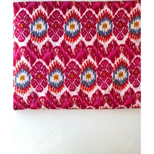 Boho Fabric, Blue Orange Pink Boho Upholstery, Ikat Fabric by the