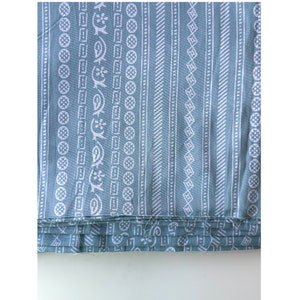 Dusty blue and White Stipe Print Fabric, Cotton Sateen Weave, Dress Making Fabric With Drape, By the yard, Indian cotton, Light weight