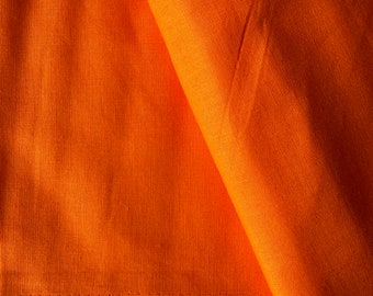 Bright Orange Indian Cotton Flax, Linen Texture Fabric, Solid Colored Fabric, By the yard, Dressmaking fabric, Home Linen Fashion Fabric