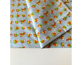 Yellow Orange Green Bird Print Cotton Fabric, Hand Block Printed Indian Cotton, Sewing Quilting Textile, Dressmaking, Apparel, Wholesale