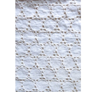 Indian Cotton Eyelet Embroidery Fabric by the yard, Fashion and Occasion fabric, Party Fabric, Plain white fabric, Hollowed Eyelet,