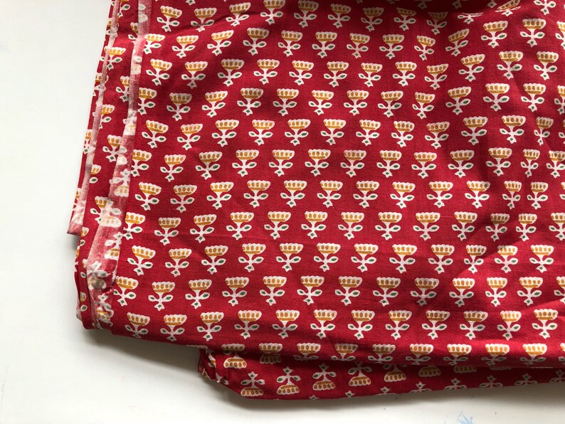 Decorative Hand Block Print Craft Cotton Cambric Indian Fabric Sewing By 1 Yard