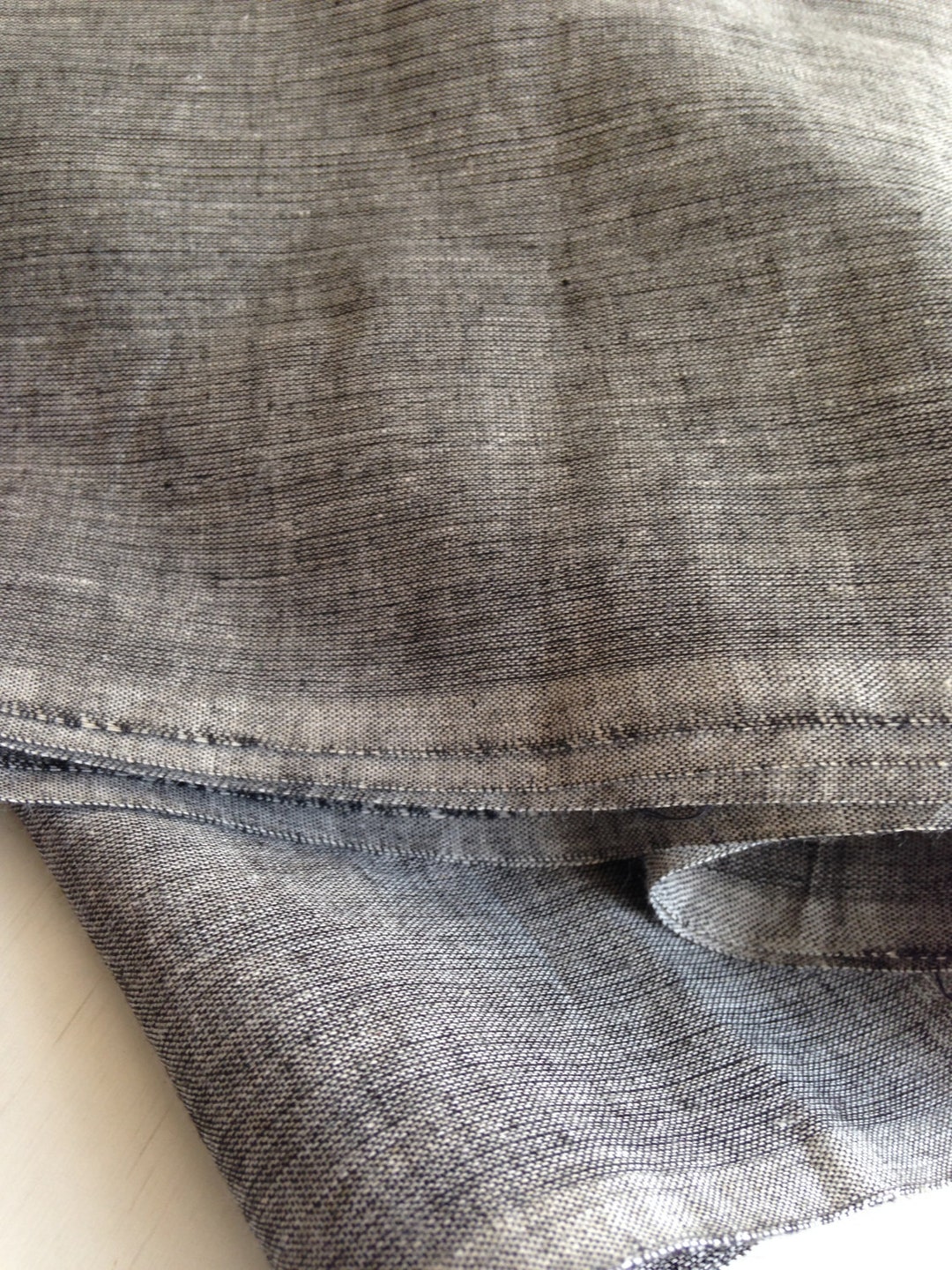 Charcoal Chambray Linen Cotton Indian Fabric 32 Inch White - Etsy