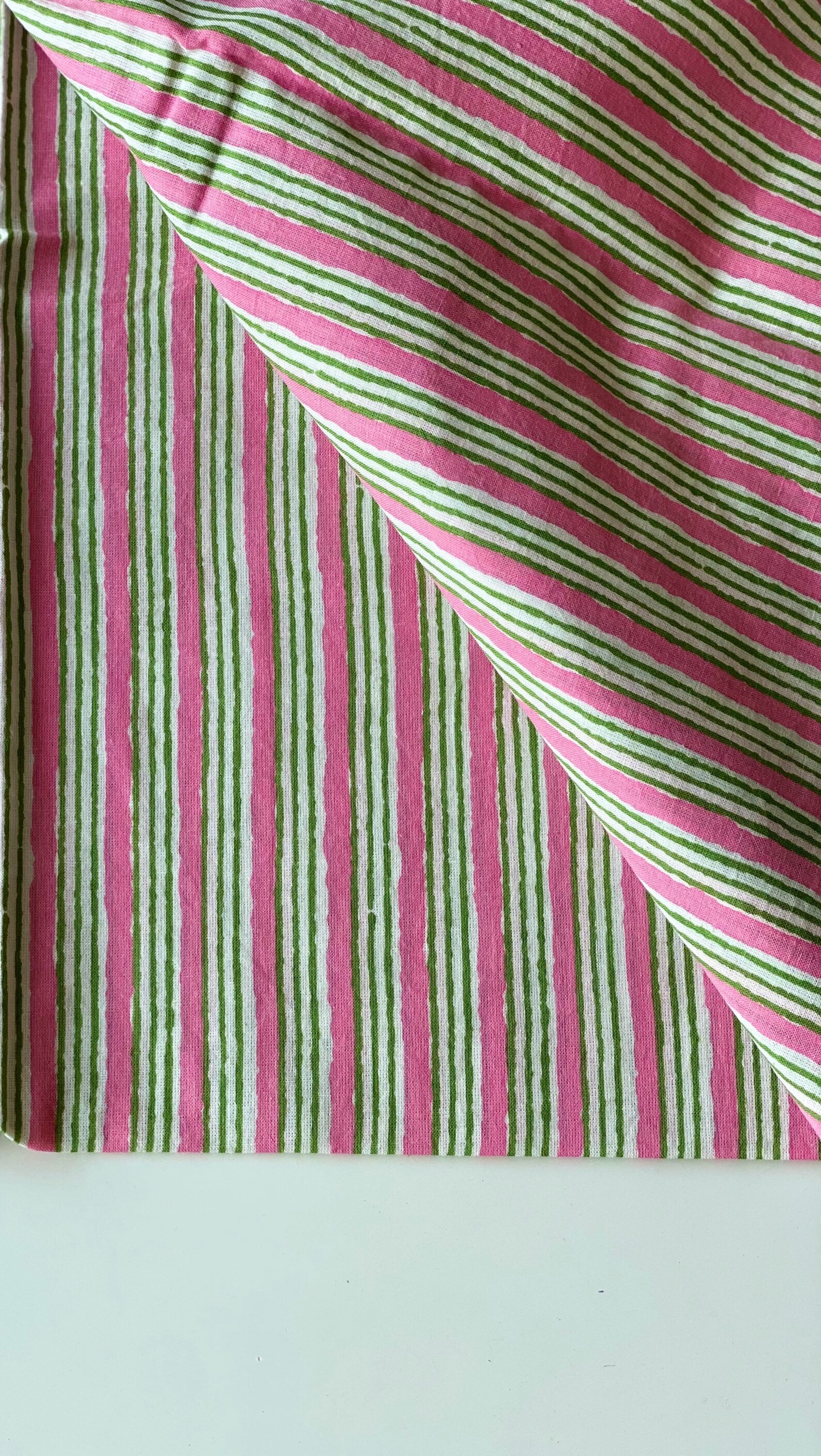 Rosa und grüne Streifen indische Baumwollstoff Dabu gedruckt | Etsy