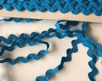 Blue Cotton Lace Ric Rac Trim, 0.5 cm Sewing Lace Trim, Blue Ricrac by the yard, Home Decor Trim, Holiday decoration, Ships free with other