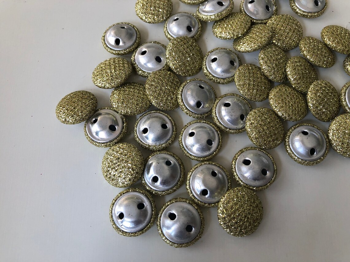 Fabric Covered Buttons, Golden Buttons, 2 Hole Glitter Lurex Buttons ...