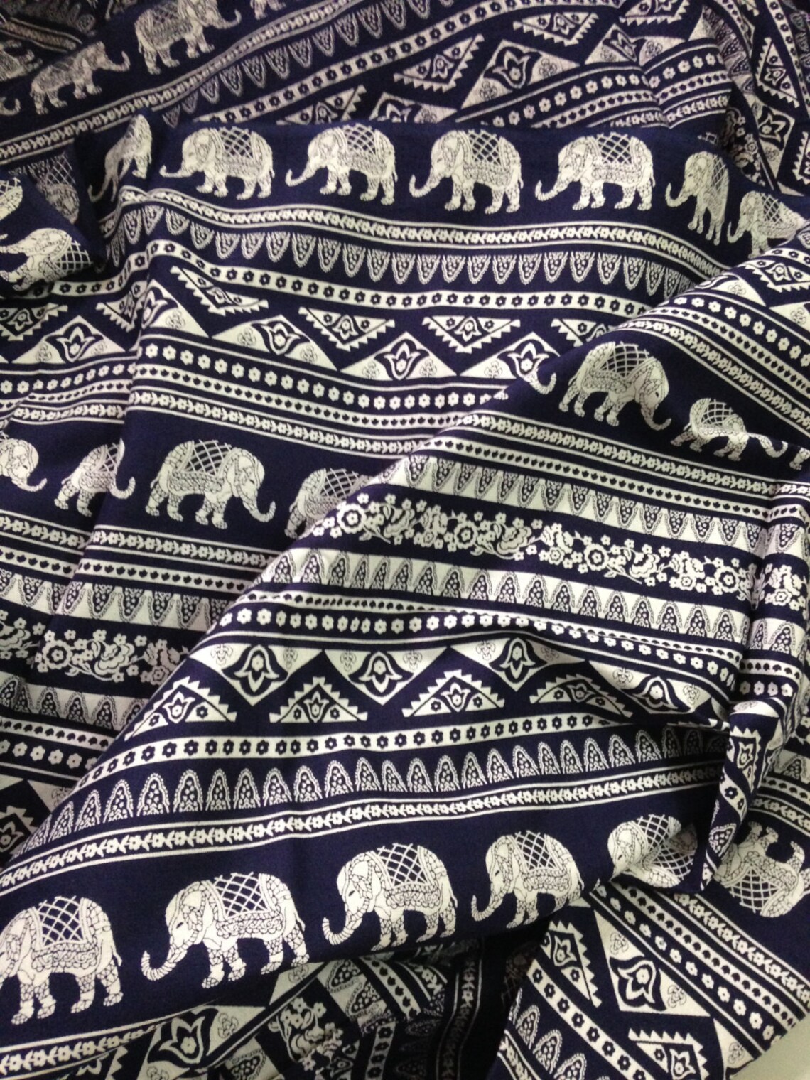 Elephant Print Fabric Boho Fabric 3 Yard Alternate Elephant Etsy