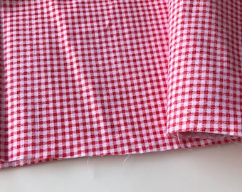 Tessuto a quadretti gingham, tessuto a quadretti rossi e bianchi, tagli da 14 pollici e 36 cm, tessuto di cotone indiano, quadretti gingham stampati su piccola scala