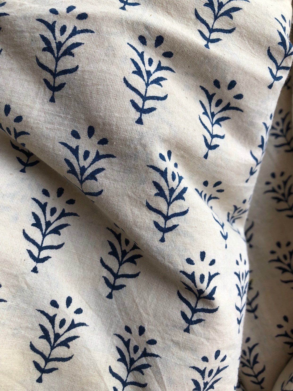 Grey Floral Strings Print on Indian cotton fashion sewing and quilting fabric Indian Block Print Style by the yard Cotton Cambric