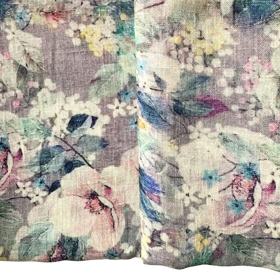 Indian Poly Cotton Fabric, Floral Print in dark grey and white, By The Yard, Quilting fabric, Sewing Fashion Fabric, Light Weight Fabirc
