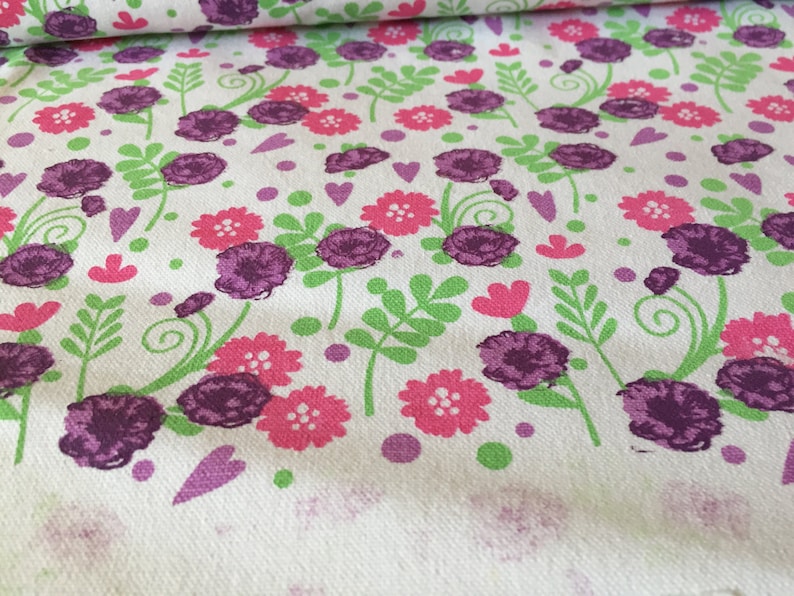 Printed Canvas fabric Unfinished canvas 60 inch width Flower Garden Print High width plain white edge multicolor print, thick fabric