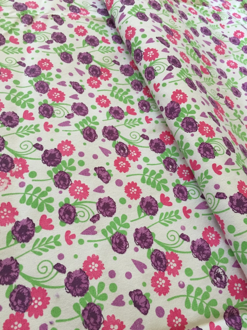 Printed Canvas fabric Unfinished canvas 60 inch width Flower Garden Print High width plain white edge multicolor print, thick fabric