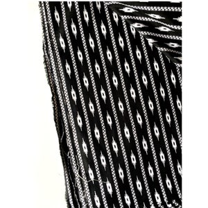 Ikat Print on Indian Cotton Poplin Fabric, Stripes Ikat Print in Black and White, Woven fabric, Bohemian Print, Printed Ikat by the yard,