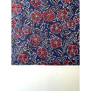 Vibrant Madder Hand Block Print Cotton Fabric - By the Yard for Sewing & Quilting Projects, Ethically made Indian Fabric for DIY Crafts