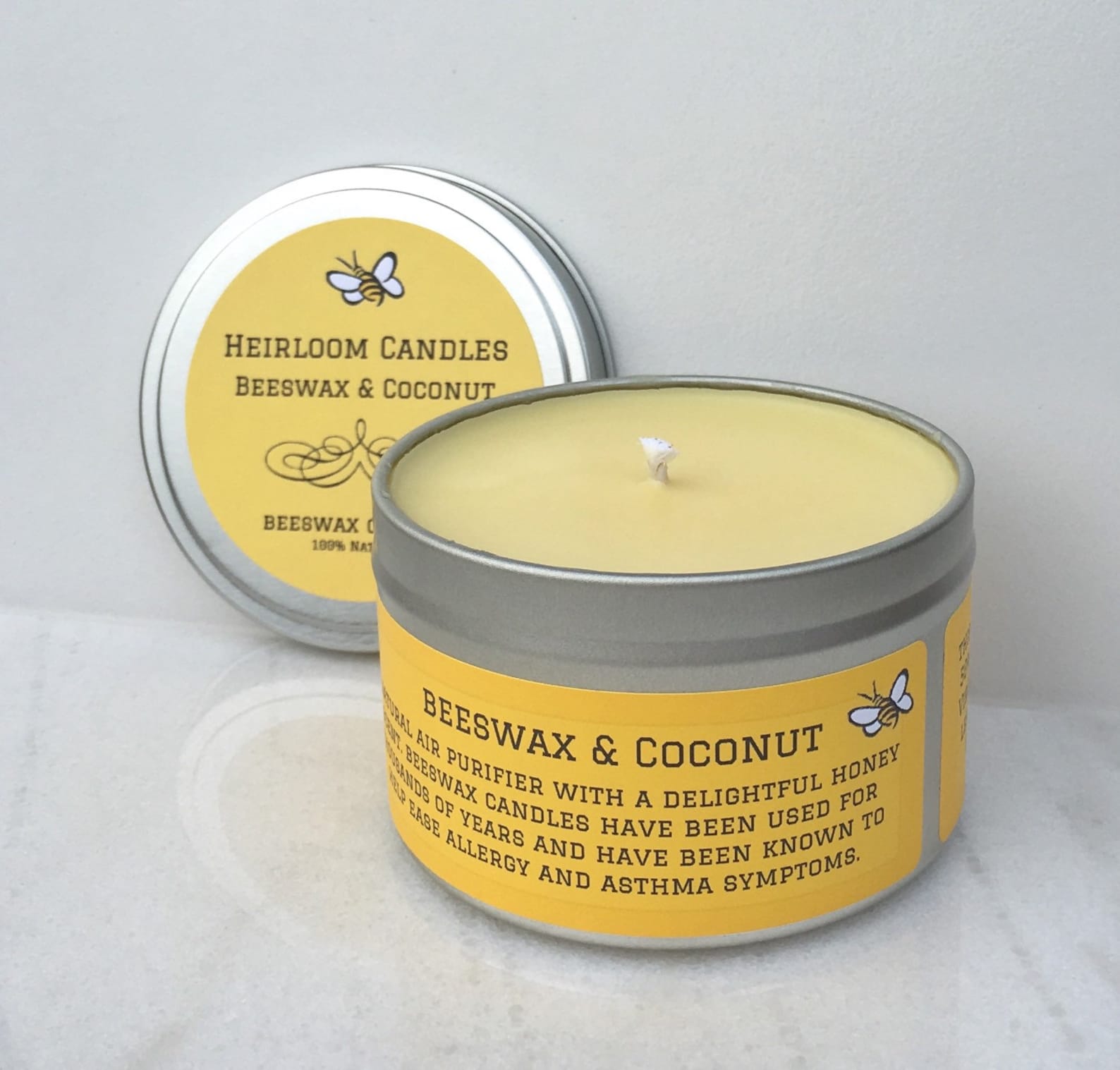 Pure Beeswax & Coconut Oil Candle Round Tin 48oz Unscented Etsy