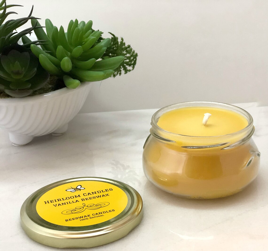 Pure Vanilla Scented Beeswax Candle 612oz Eco Friendly Etsy