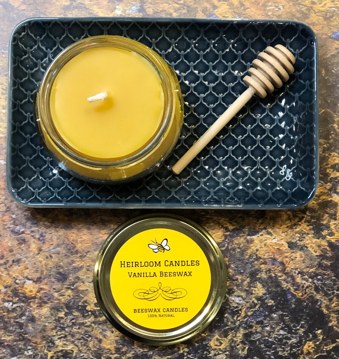 Pure Vanilla Scented Beeswax Candle 612oz Eco Friendly Etsy