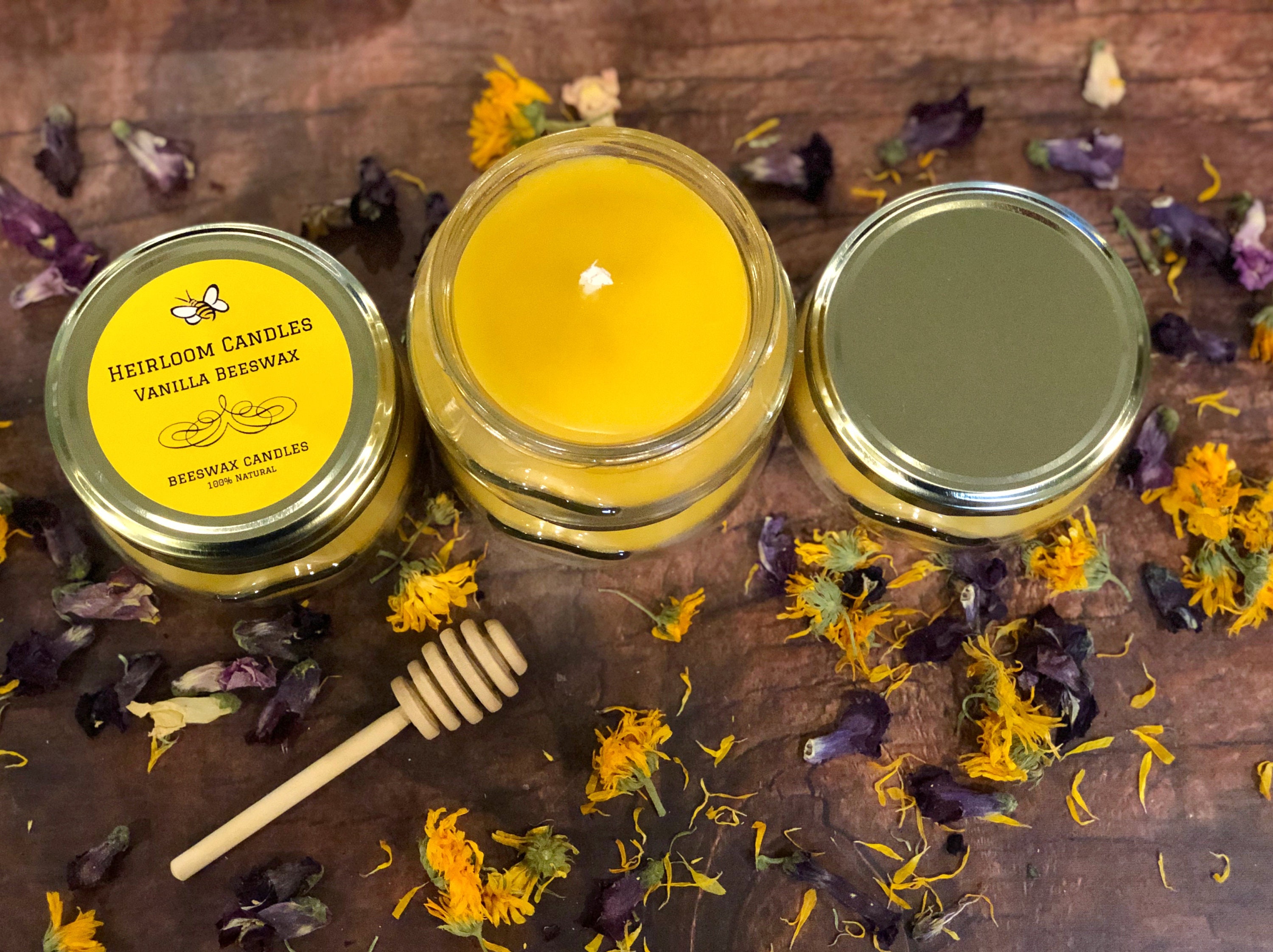 Pure Vanilla Scented Beeswax Candle 612oz Eco Friendly Etsy