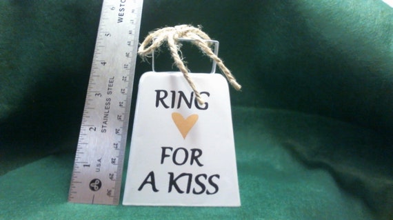 Cowbell White, Wedding Bells, Kissing Bells, Wedding Favor, Ring for a Kiss,  Cowbell 