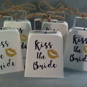 Set of 5 Cowbells, Wedding Bells, Kissing Bells, Wedding Favor, Ring for a kiss, Cowbell