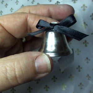 100 Bell Wedding favors with bows and poem card, Kissing Bells, Bells, Silver Bells, Wedding Ceremony, Church Bell, Wedding Bells image 6