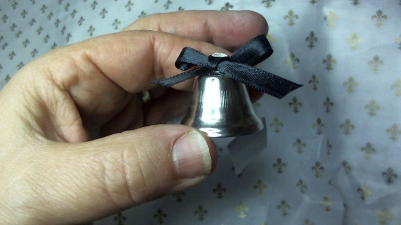 100 Bell Wedding favors with bows and poem card, Kissing Bells, Bells, Silver Bells, Wedding Ceremony, Church Bell, Wedding Bells image 6