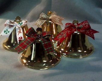 Jumbo Extra Large Gold Metal SET OF 3 Large Jingle Bell Christmas  Decorating Metal Bell Giant Sleigh Bell Farmhouse Outdoor Porch Bell