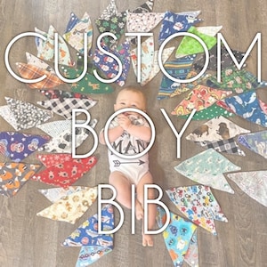 Baby boy custom reversible drool bib