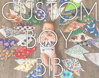 Baby boy custom reversible drool bib