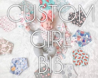 Baby girl custom reversible drool bib