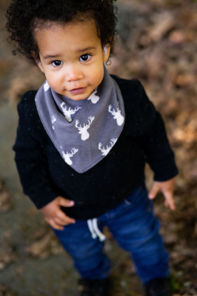 Gray deer reversible drool bib