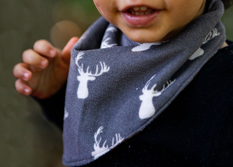 Gray deer reversible drool bib