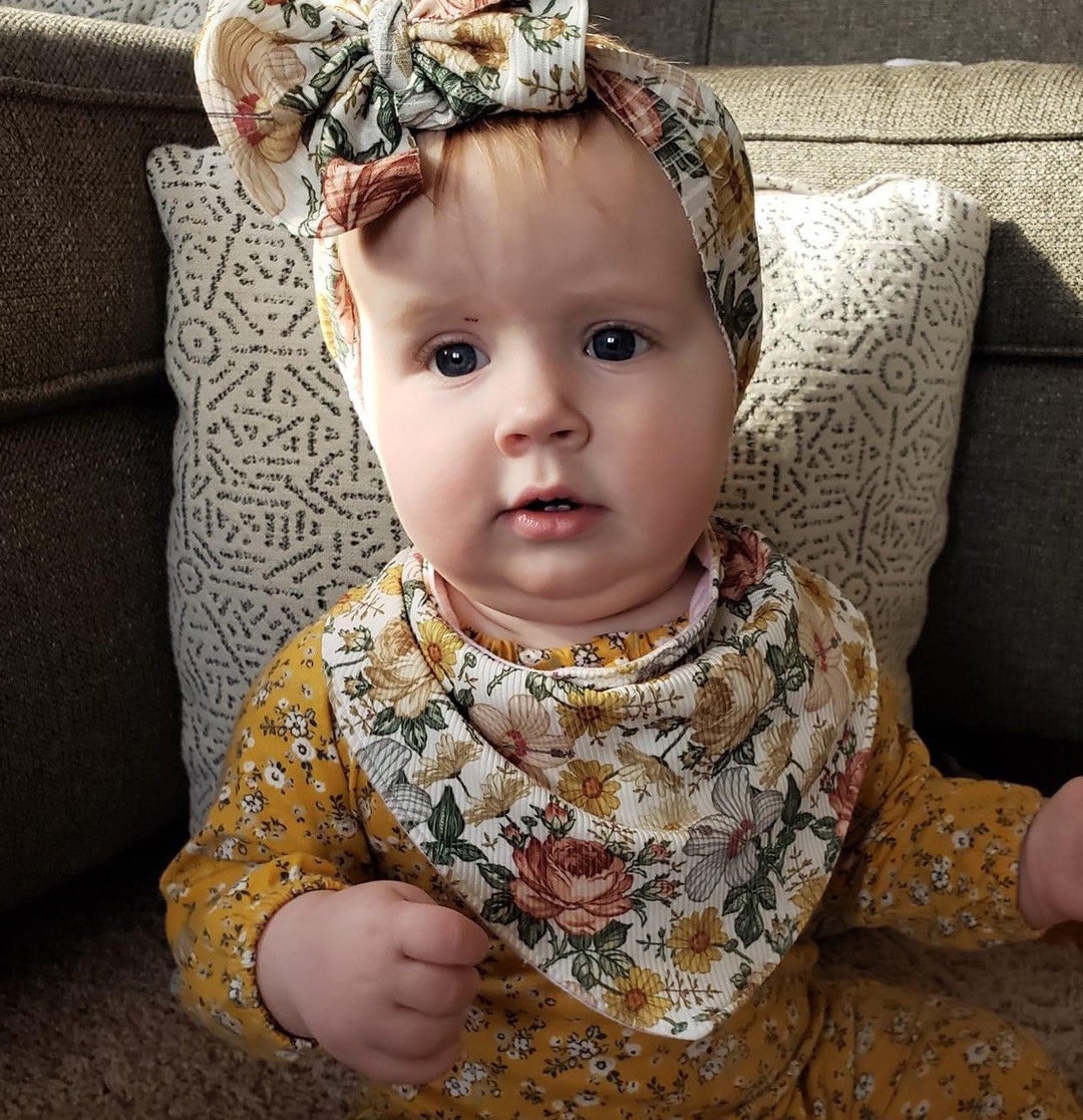 Floral Reversible Drool Bib Floral Baby Shower Gift Floral Etsy