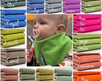 Solid urban ribbed knit bibs, colorful ribbed knit reversible baby bib, New baby shower gift, neutral baby bibs