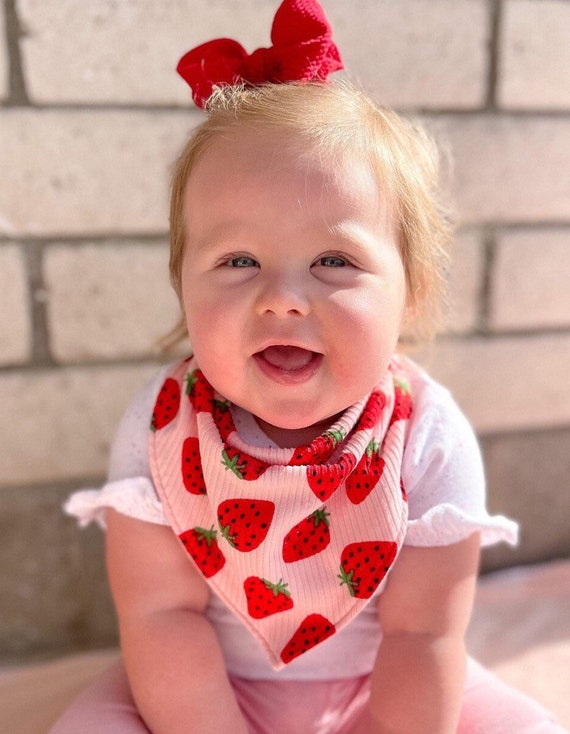 Strawberry Baby Drool Bib Reversible Baby Bandana Flannel Etsy