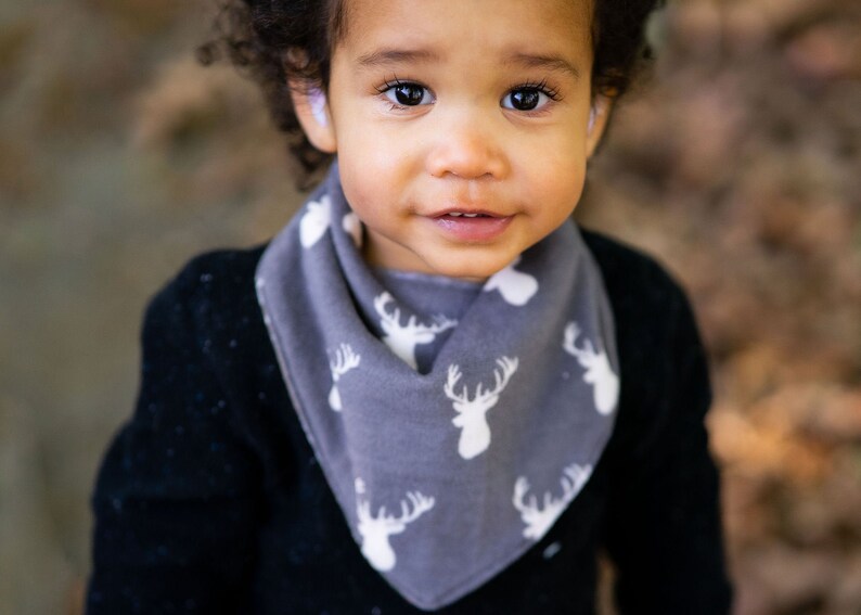Gray deer reversible drool bib