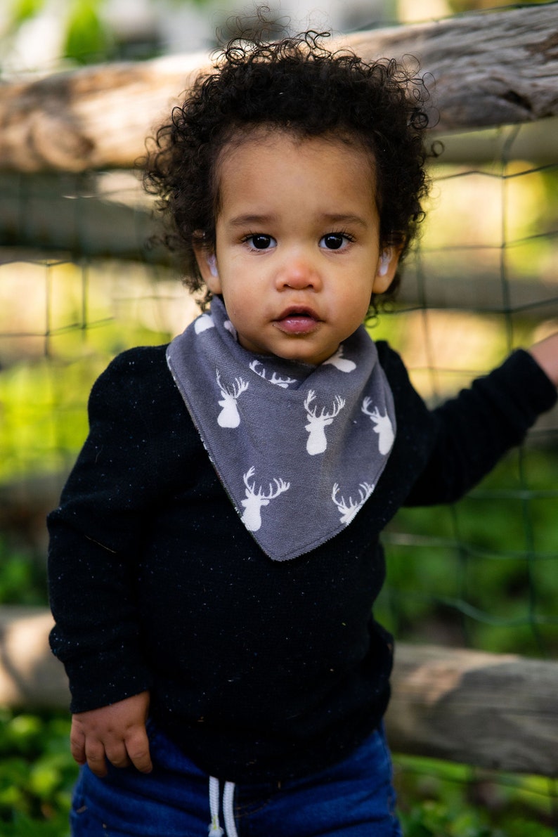 Gray deer reversible drool bib