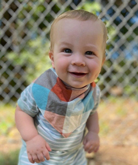 Plaid Baby Drool Bib Reversible Baby Bandana Flannel Baby Etsy