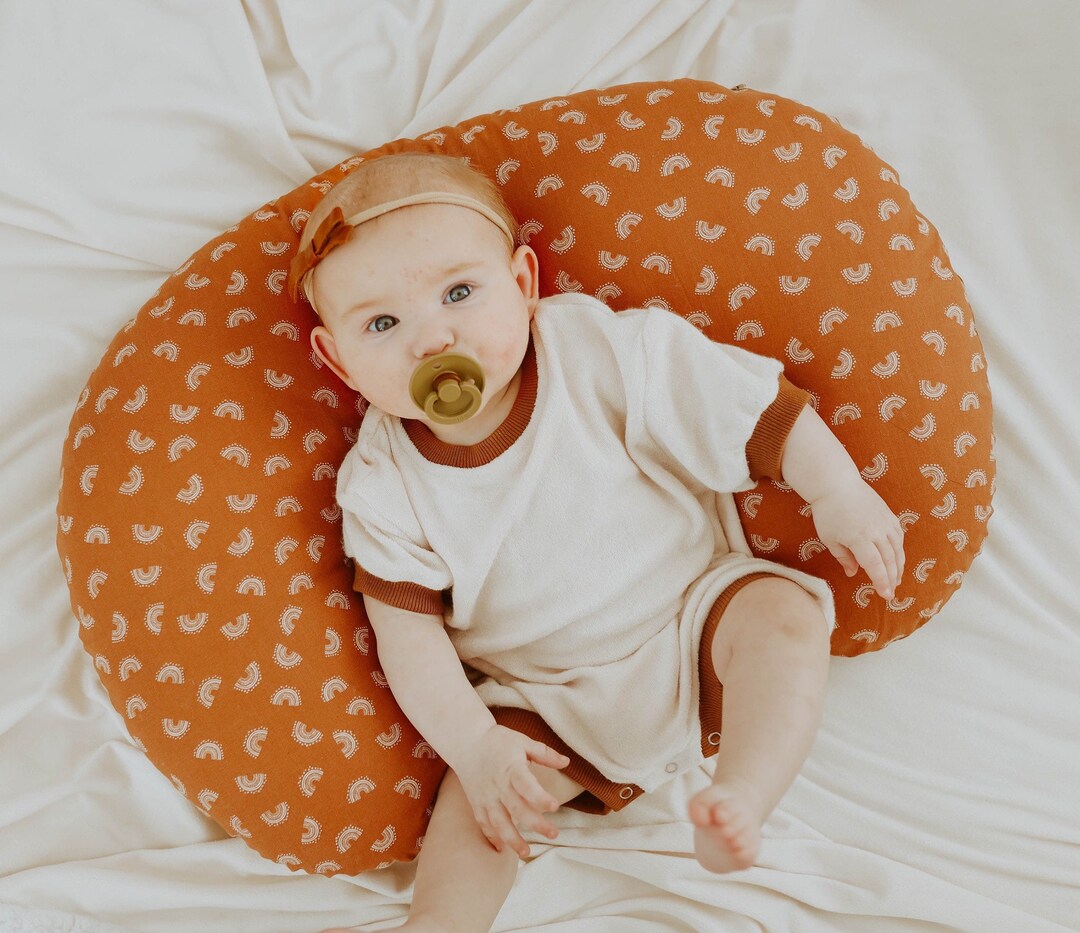 Gender Neutral Nursing Pillow Cover, Rainbow Baby Shower Gift