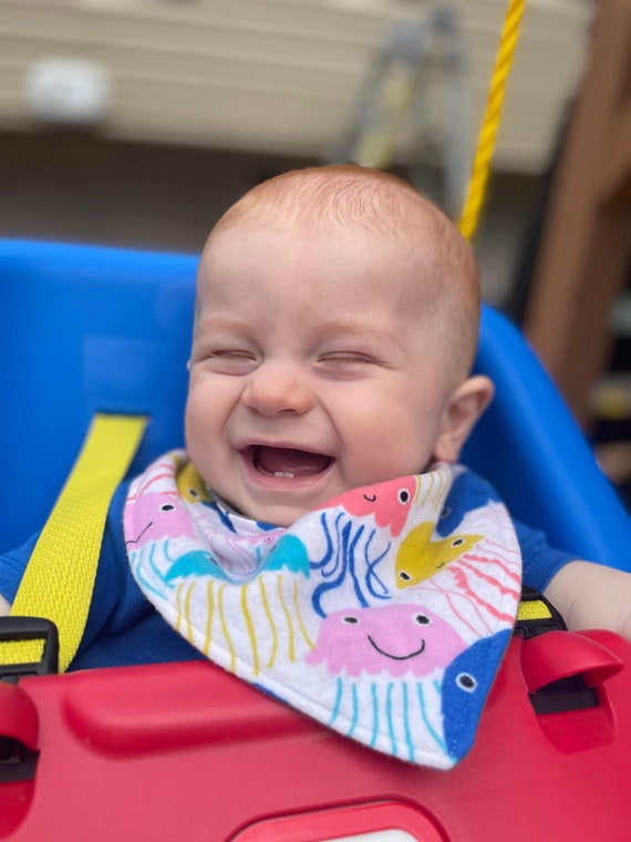 Jellyfish Baby Drool Bib Ocean Baby Shower Gift Neutral Baby Etsy