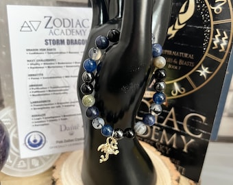 ZODIAC ACADEMY Storm Dragon DANTE geniune crystal bracelet - dark fae obsidian labradorite hematite dragon vein agate sodalite chalcedony