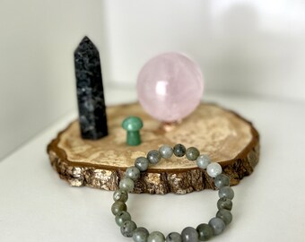 LABRADORITE 8mm bracelet AA crystals * Protection * Metabolism *PMS * Stress * Anxiety * Throat Chakra