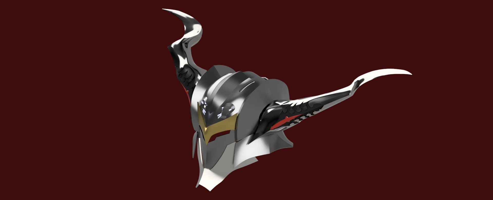 女性の胸像 金属製 角のあるヘルメット 剣 台座付