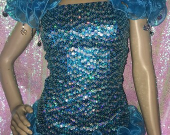Girls size Small Sequin Showgirl Samba Broadway Flapper Jazz Costume